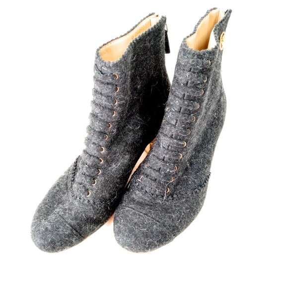 Chanel Boots Women Black Wool 360-081425 - Picture 1 of 9